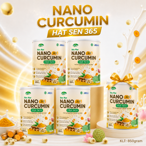 Combo 5 tặng 2 Sữa Nano Curcumin Hạt Sen 365 - 850g